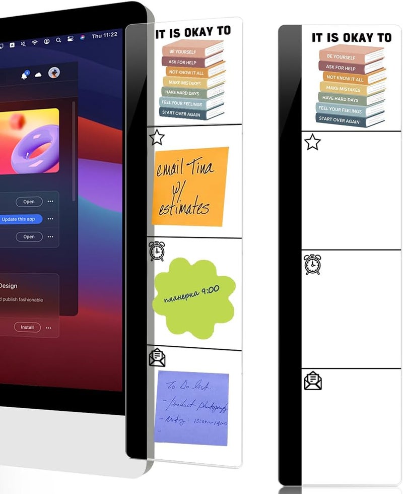 HTBIG Computer Monitor Memo Board Inspirational It is Okay to Logo Decor Monitor Message Board Sticky Notes Office Desk Accessories for Send Family Members Office Friends and Colleagues Gifts - Image 1